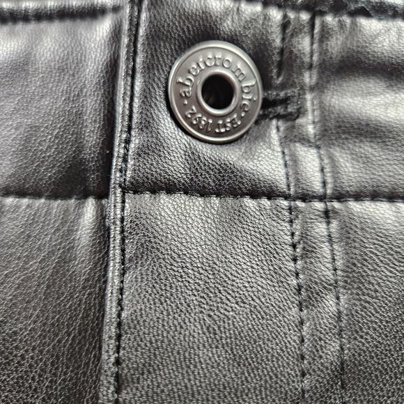 NWT Abercrombie and Fitch Kids Pants Black Vegan Leather Cargo Wide Leg Pants - Picture 5 of 9
